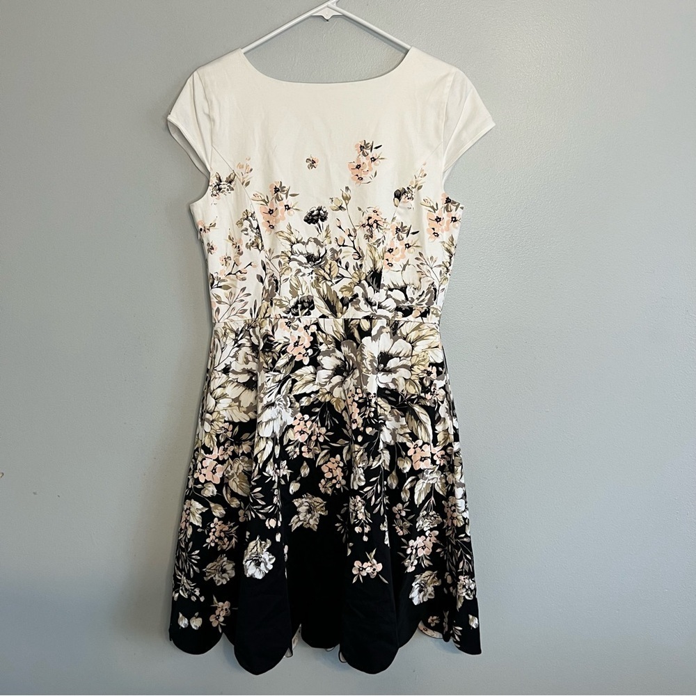 Isaacmizrahi Cap Sleeve fit & Flare Floral Midi Dress White Pocket Sz 6 Lined - Picture 10 of 12